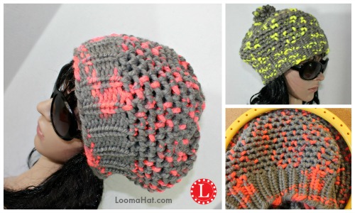 Lustre Guau maduro Gorro con Punto Mock Crochet en Telar Redondo - Como Telar